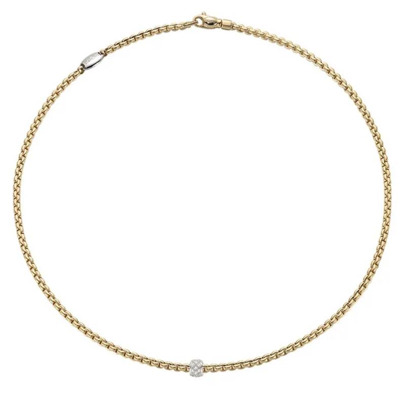 Fope Eka Tiny 18ct Yellow Gold 0.19ct Diamond Necklace sold by Jura Watches