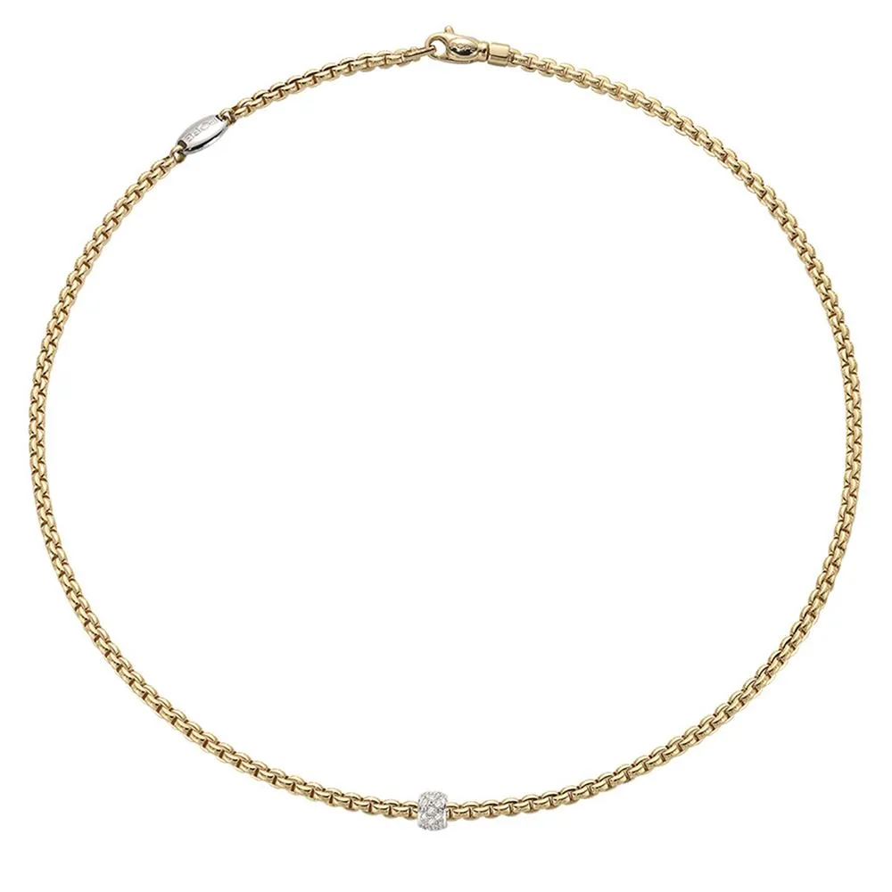 Fope Eka Tiny 18ct Yellow Gold 0.19ct Diamond Necklace sold by Jura Watches