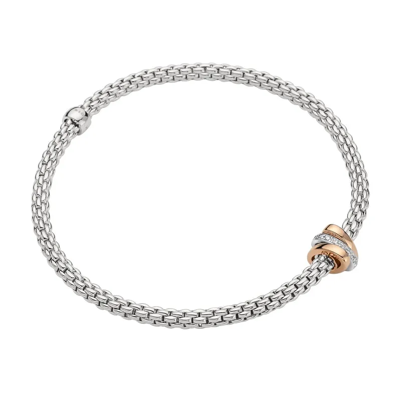 Fope Flex'it Prima 18ct White Gold 0.10ct Diamond Rose Gold Rondelle Bracelet sold by Jura Watches product image thumbnail 3