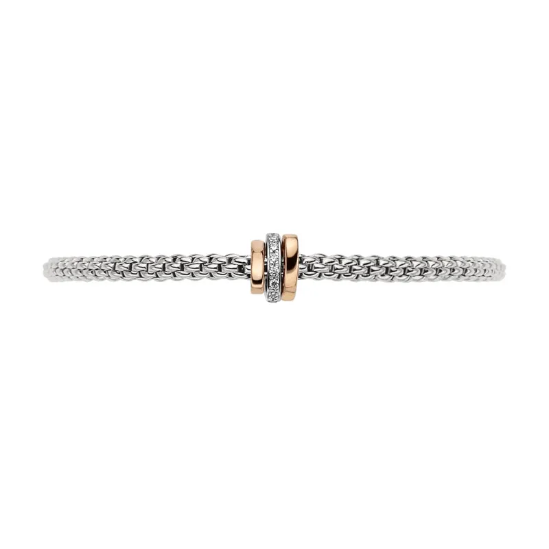 Fope Flex'it Prima 18ct White Gold 0.10ct Diamond Rose Gold Rondelle Bracelet sold by Jura Watches product image thumbnail 2