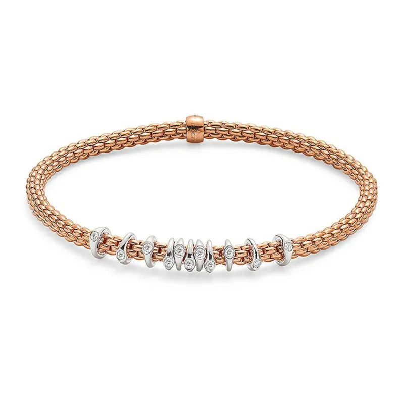 Fope Flex'it Prima 18ct Rose Gold 0.15ct Diamond Bracelet sold by Jura Watches