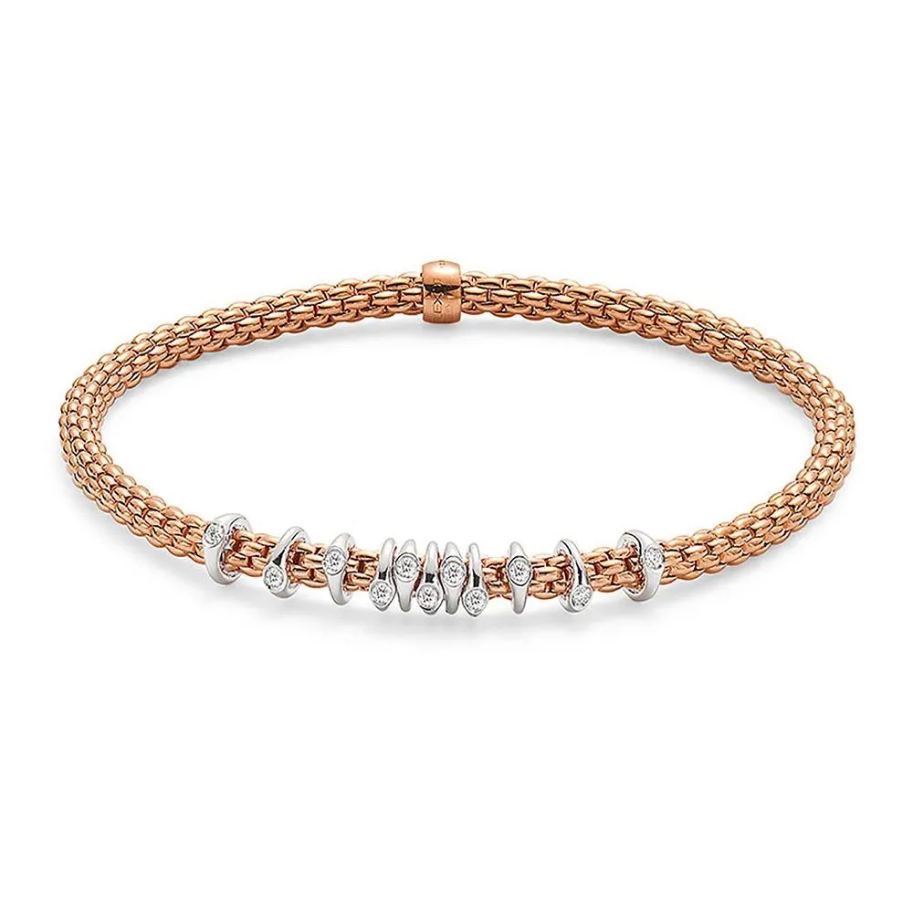 Fope Flex'it Prima 18ct Rose Gold 0.15ct Diamond Bracelet sold by Jura Watches