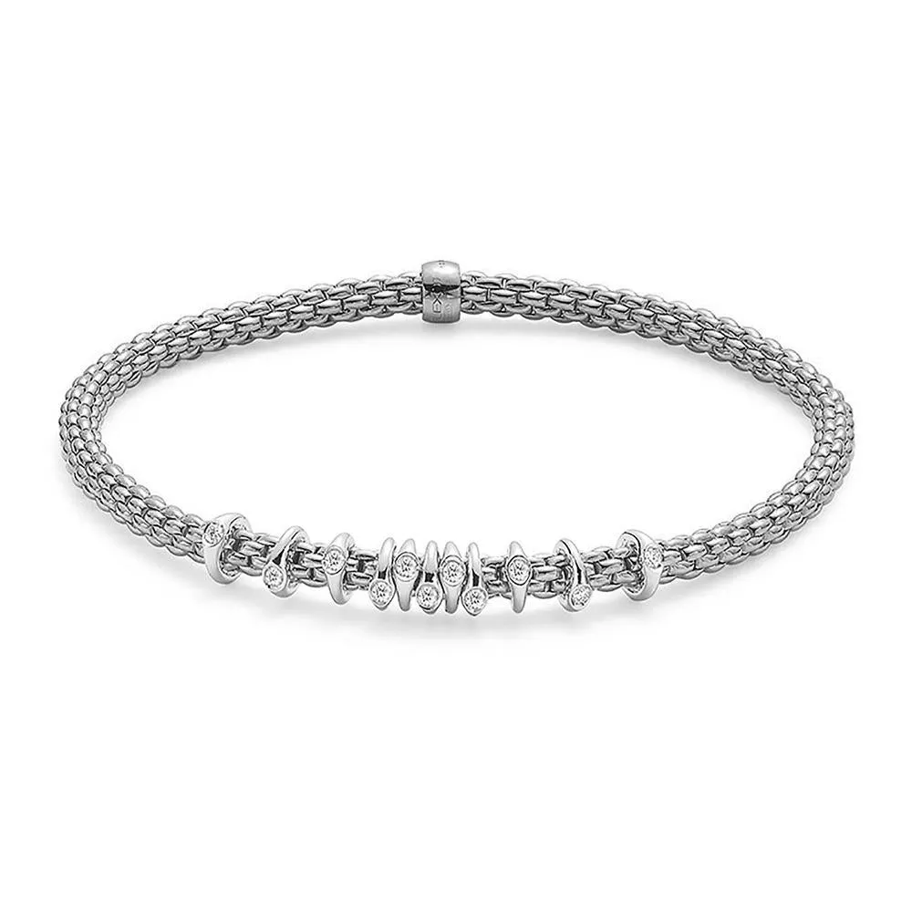 Fope Flex'it Prima 18ct White Gold 0.15ct Diamond Bracelet sold by Jura Watches