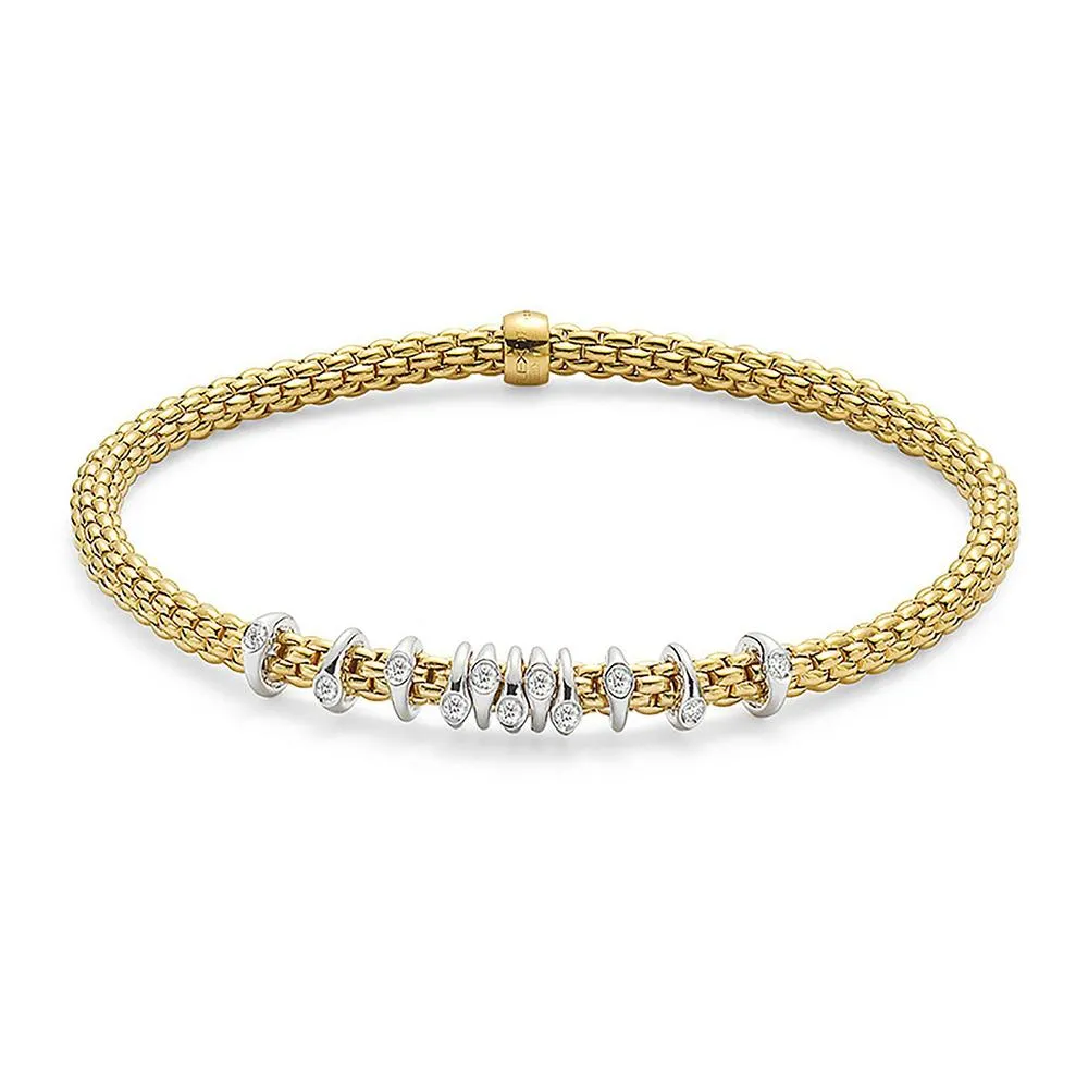 Fope Flex'it Prima 18ct Yellow Gold 0.15ct Diamond Bracelet sold by Jura Watches