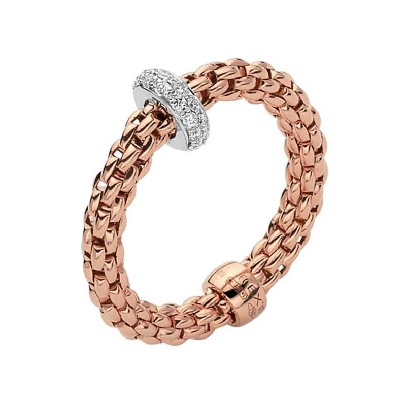 Fope Flex'it Prima 18ct Rose Gold 0.18ct Diamond Ring sold by Jura Watches