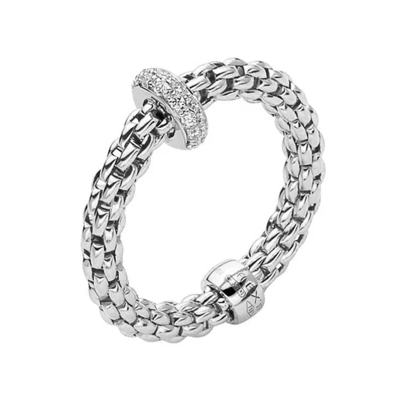 Fope Flex'it Prima 18ct White Gold 0.18ct Diamond Ring sold by Jura Watches