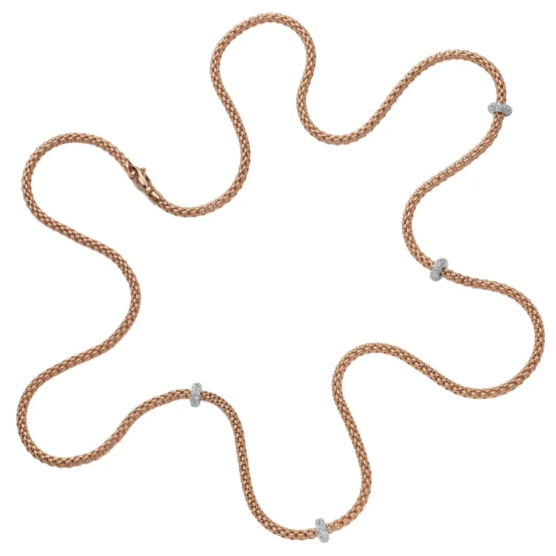 Fope Prima 18ct Rose Gold 0.72ct Diamond Long Necklace sold by Jura Watches