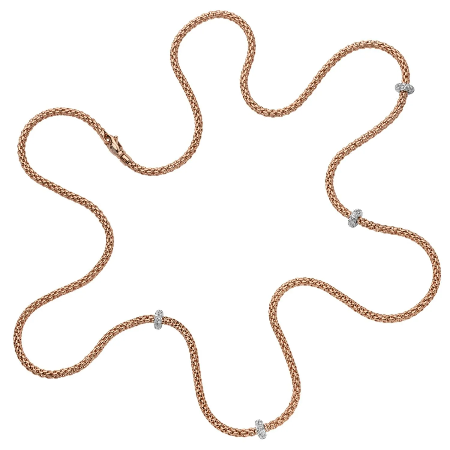 Fope Prima 18ct Rose Gold 0.72ct Diamond Long Necklace sold by Jura Watches