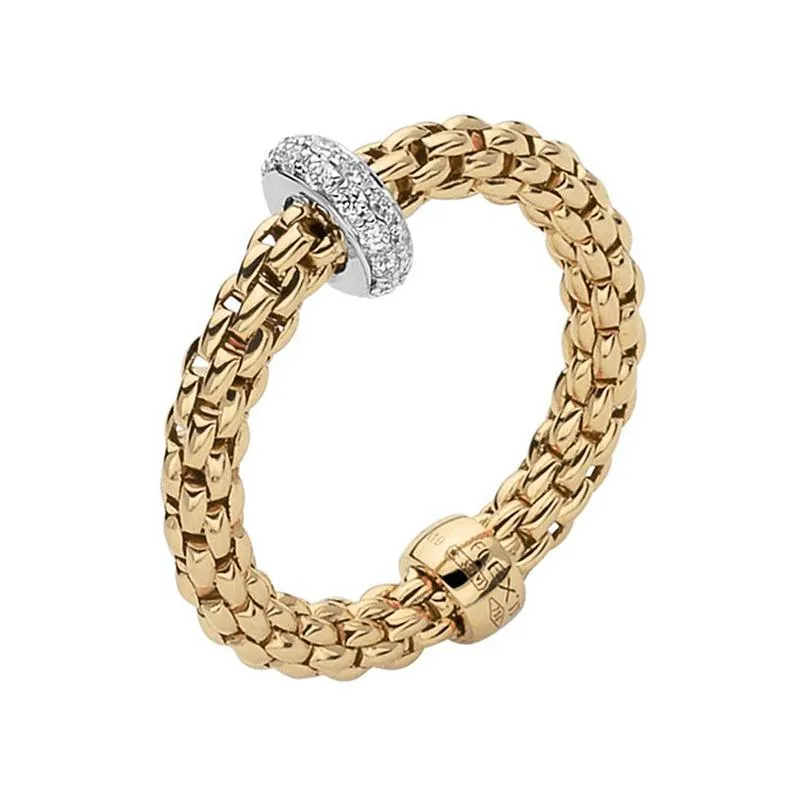 Fope Flex'it Prima 18ct Yellow Gold 0.18ct Diamond Ring sold by Jura Watches