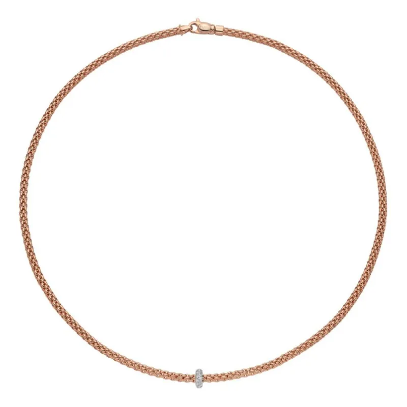 Fope Prima 18ct Rose Gold 0.18ct Diamond Necklace sold by Jura Watches
