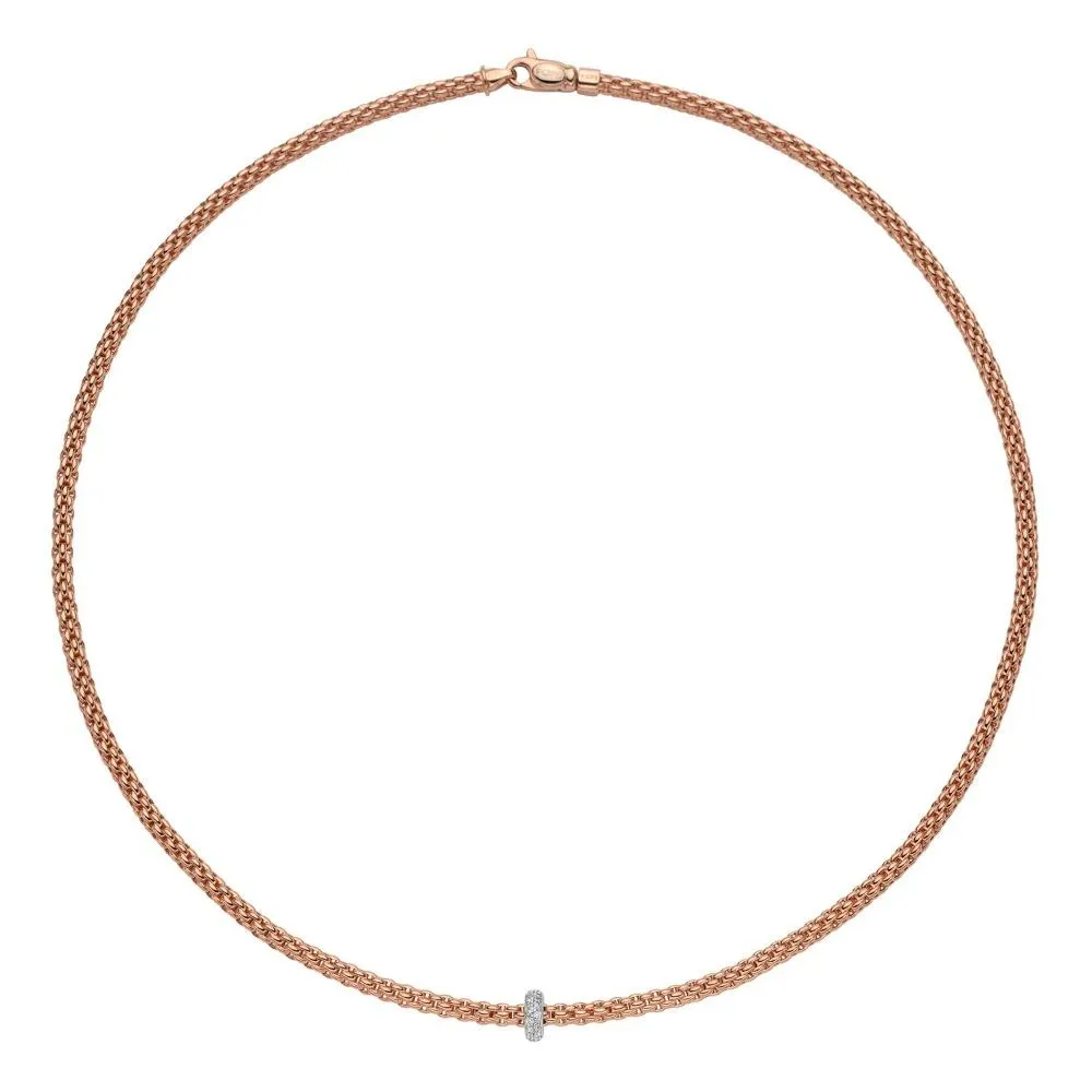 Fope Prima 18ct Rose Gold 0.18ct Diamond Necklace sold by Jura Watches