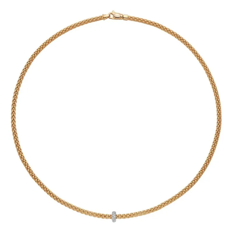 Fope Prima 18ct Yellow Gold 0.18ct Diamond Necklace sold by Jura Watches