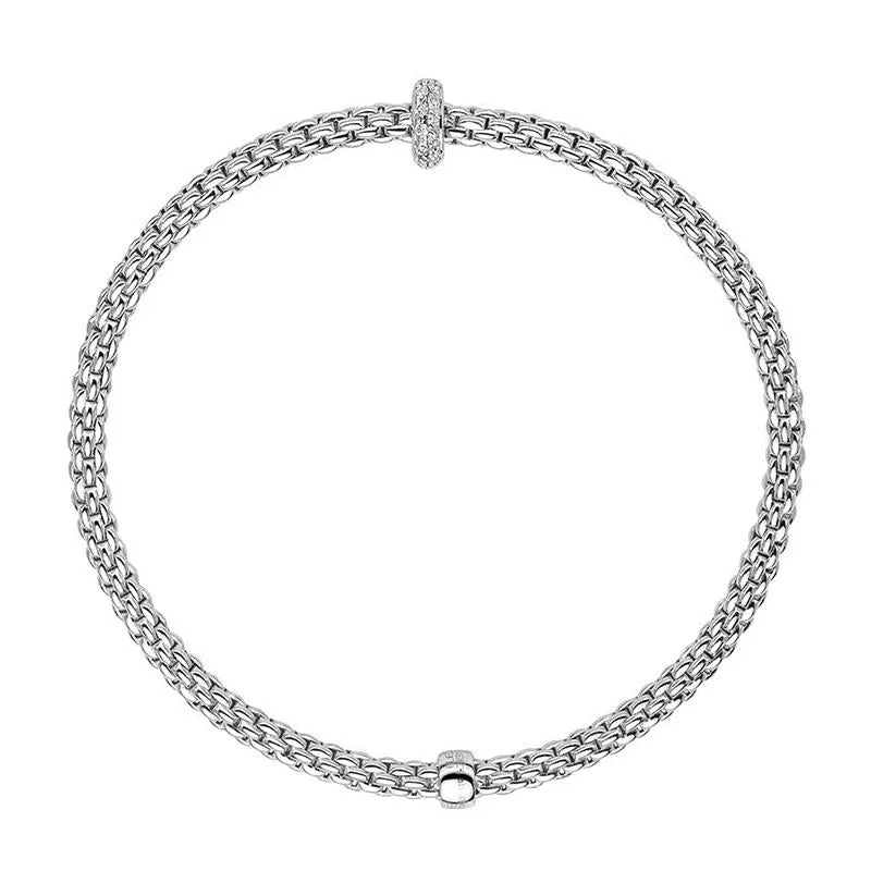 Fope Flex'it Prima 18ct White Gold 0.18ct Diamond Bracelet sold by Jura Watches