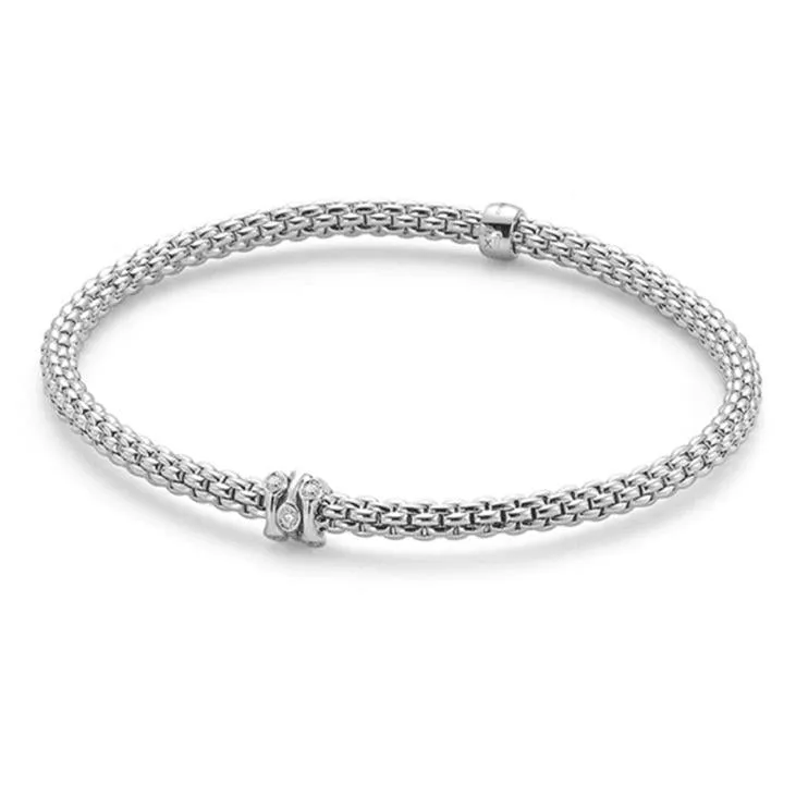 Fope Flex'It Prima 18ct White Gold 0.12ct Diamond Bracelet sold by Jura Watches