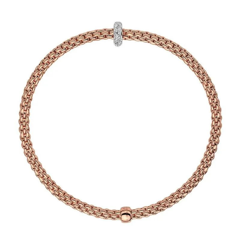 Fope Flex'it Prima 18ct Rose Gold 0.18ct Diamond Bracelet sold by Jura Watches