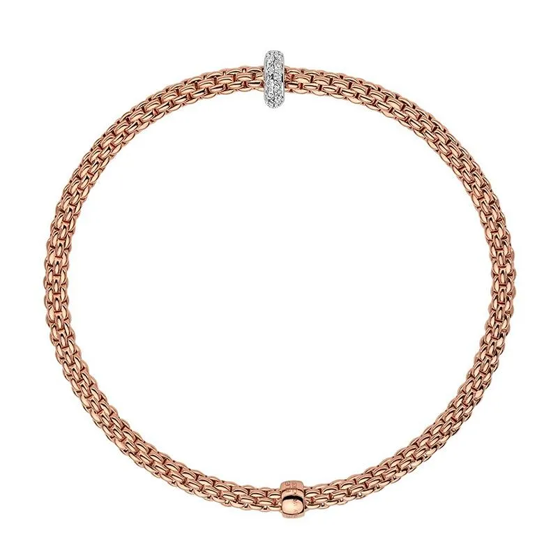 Fope Flex'it Prima 18ct Rose Gold 0.18ct Diamond Bracelet sold by Jura Watches
