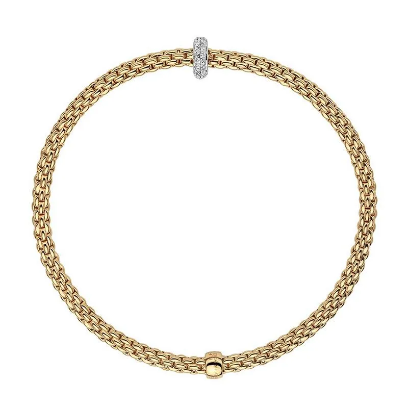 Fope Flex'it Prima 18ct Yellow Gold 0.18ct Diamond Bracelet sold by Jura Watches