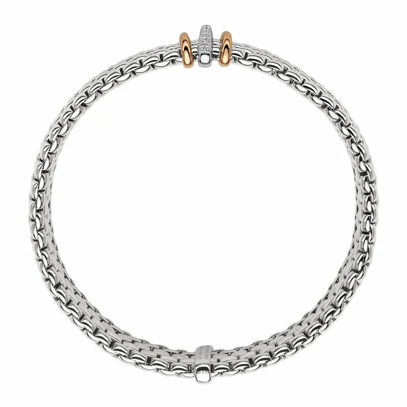 Fope Panorama 18ct White Gold 0.08ct Diamond Mixed Rondelle Bracelet sold by Jura Watches