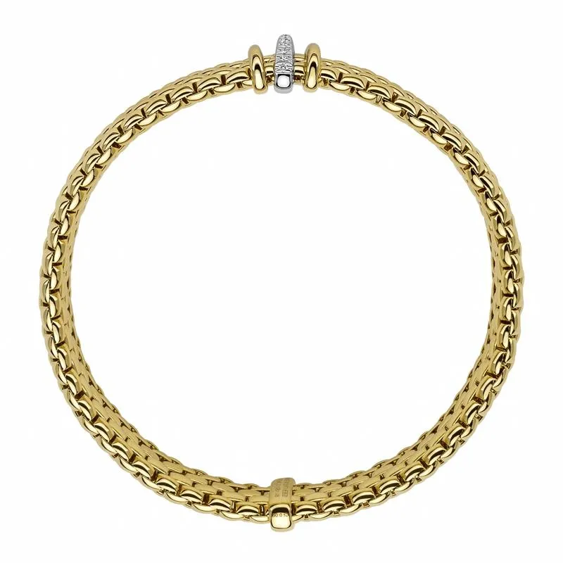 Fope Panorama 18ct Yellow Gold 0.08ct Diamond Mixed Rondelle Bracelet sold by Jura Watches