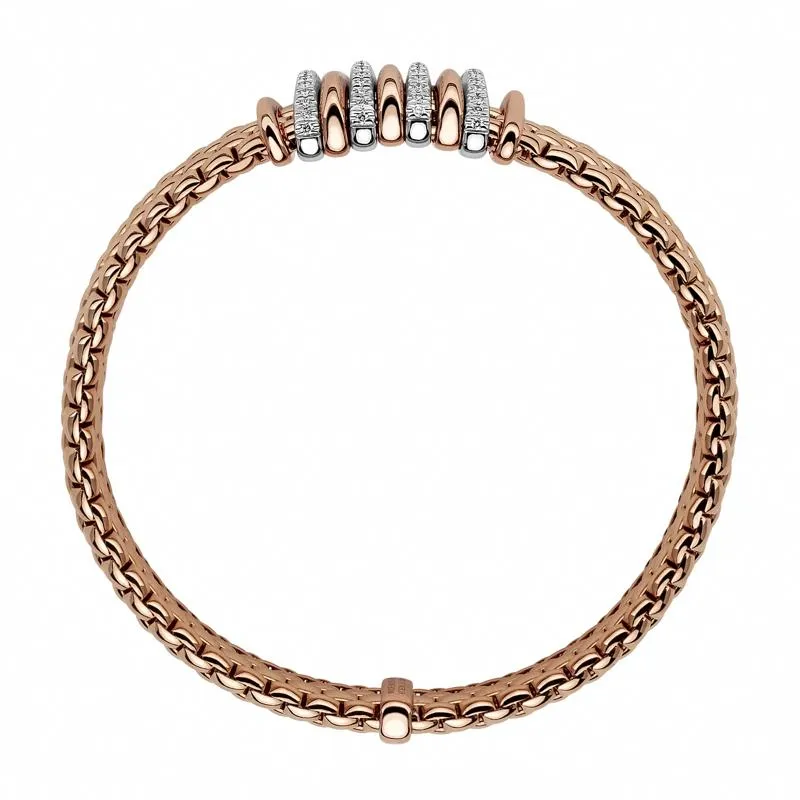 Fope Panorama 18ct Rose Gold 0.30ct Diamond Mixed Rondelle Bracelet sold by Jura Watches