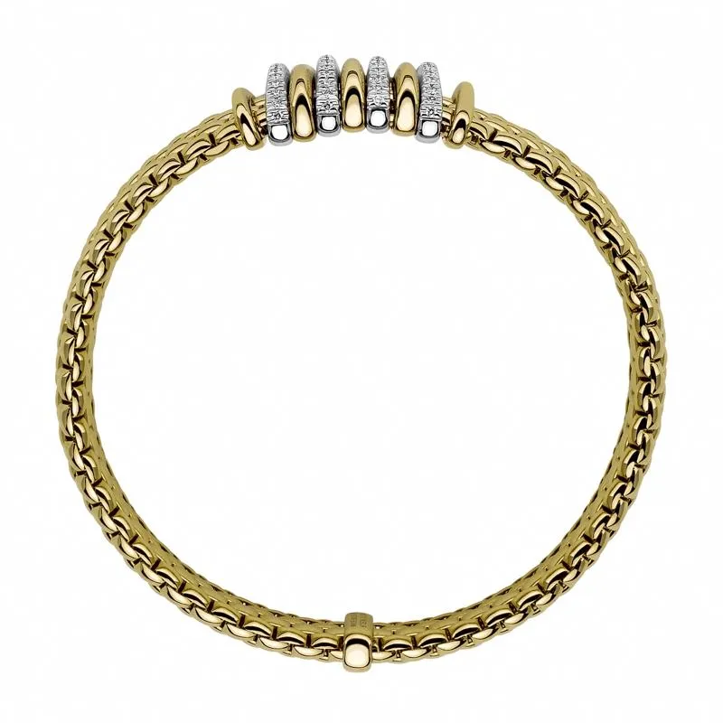 Fope Panorama 18ct Yellow Gold 0.30ct Diamond Mixed Rondelle Bracelet sold by Jura Watches