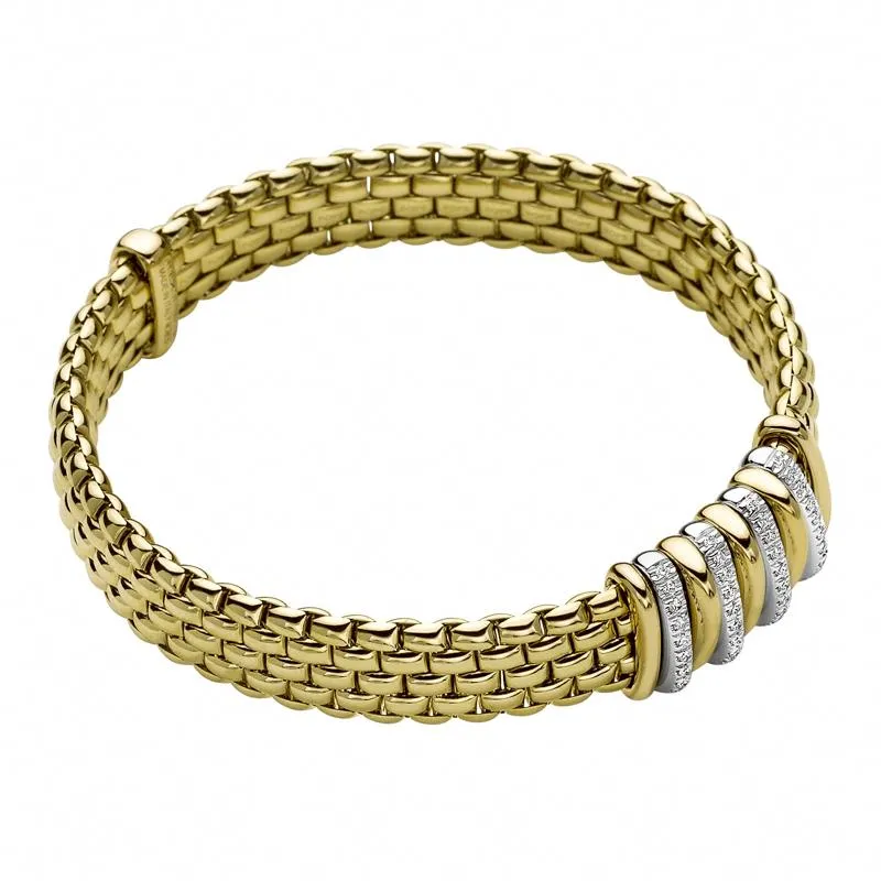 Fope Panorama 18ct Yellow Gold 0.30ct Diamond Mixed Rondelle Bracelet sold by Jura Watches product image thumbnail 2