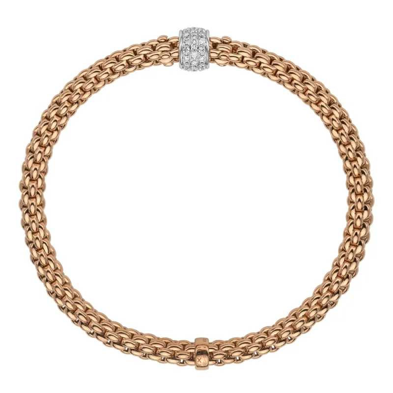 Fope Flex'it Solo 18ct Rose Gold 0.29ct Diamond Bracelet sold by Jura Watches