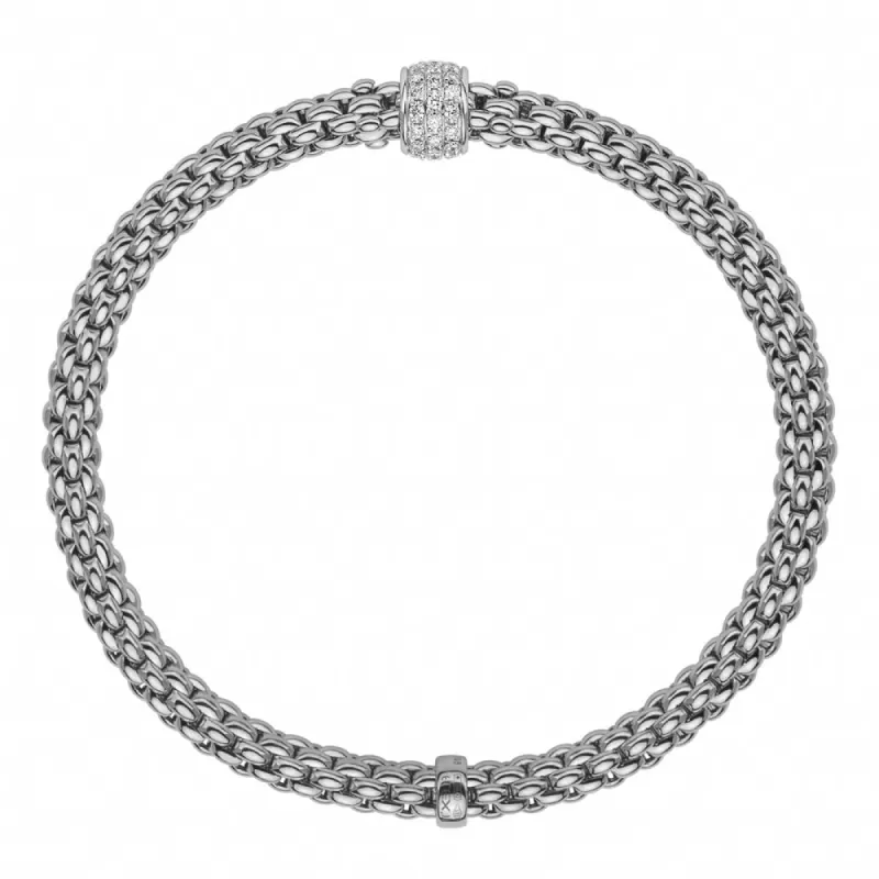 Fope Flex'it Solo 18ct White Gold 0.29ct Diamond Bracelet sold by Jura Watches