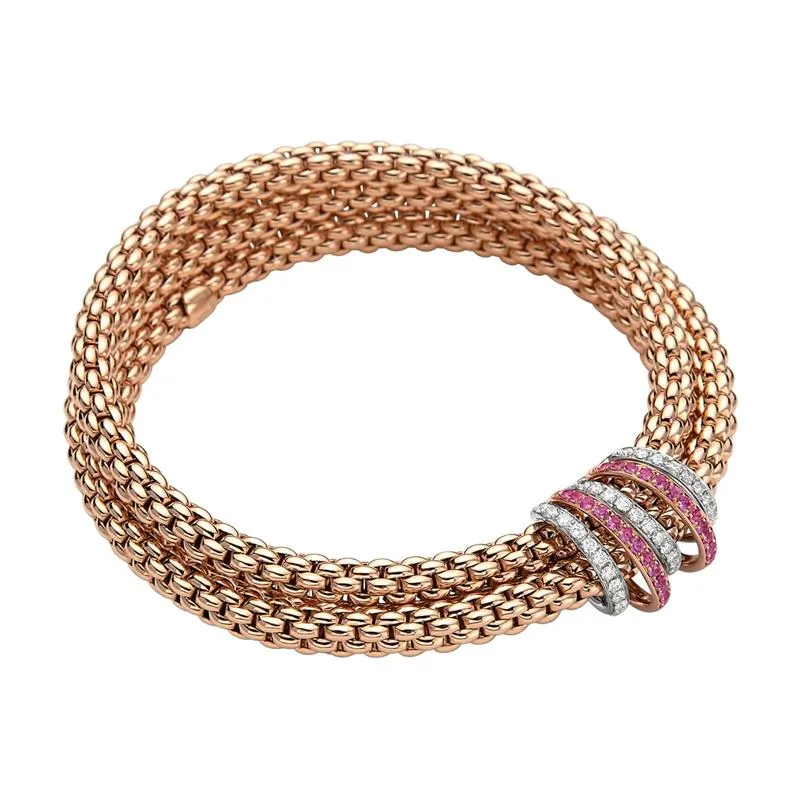 Fope Flex'it Solo 18ct Rose Gold 0.66ct Pink Sapphire Diamond Bracelet sold by Jura Watches product image thumbnail 2