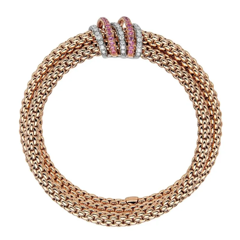 Fope Flex'it Solo 18ct Rose Gold 0.66ct Pink Sapphire Diamond Bracelet sold by Jura Watches