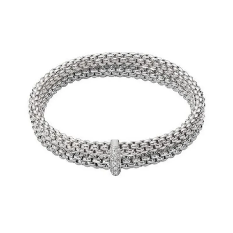 Fope Flex'it Solo 18ct White Gold 0.22ct Diamond Double Bracelet sold by Jura Watches
