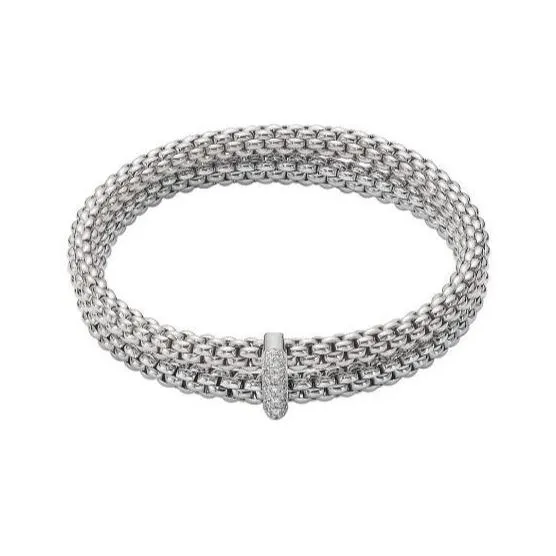 Fope Flex'it Solo 18ct White Gold 0.22ct Diamond Double Bracelet sold by Jura Watches