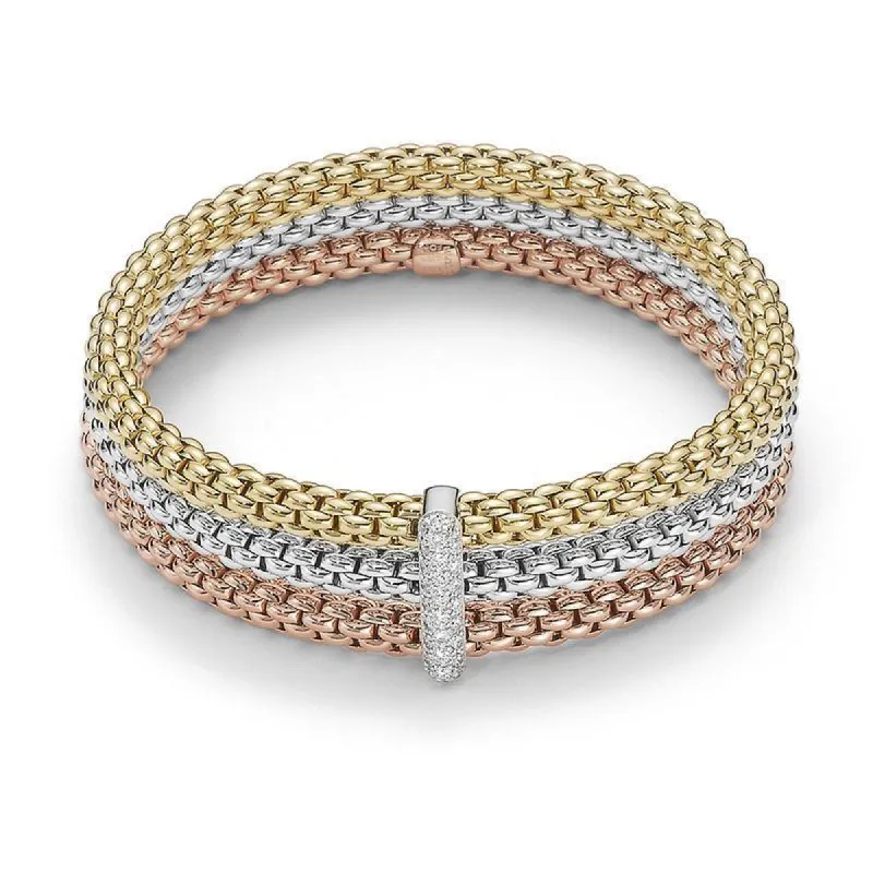 Fope Flex'it Solo 18ct Yellow White Rose Gold 0.34ct Diamond Bracelet sold by Jura Watches