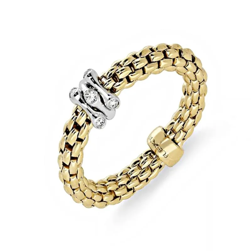 Fope Flex'it Prima 18ct Yellow Gold 0.12ct Diamond Ring sold by Jura Watches