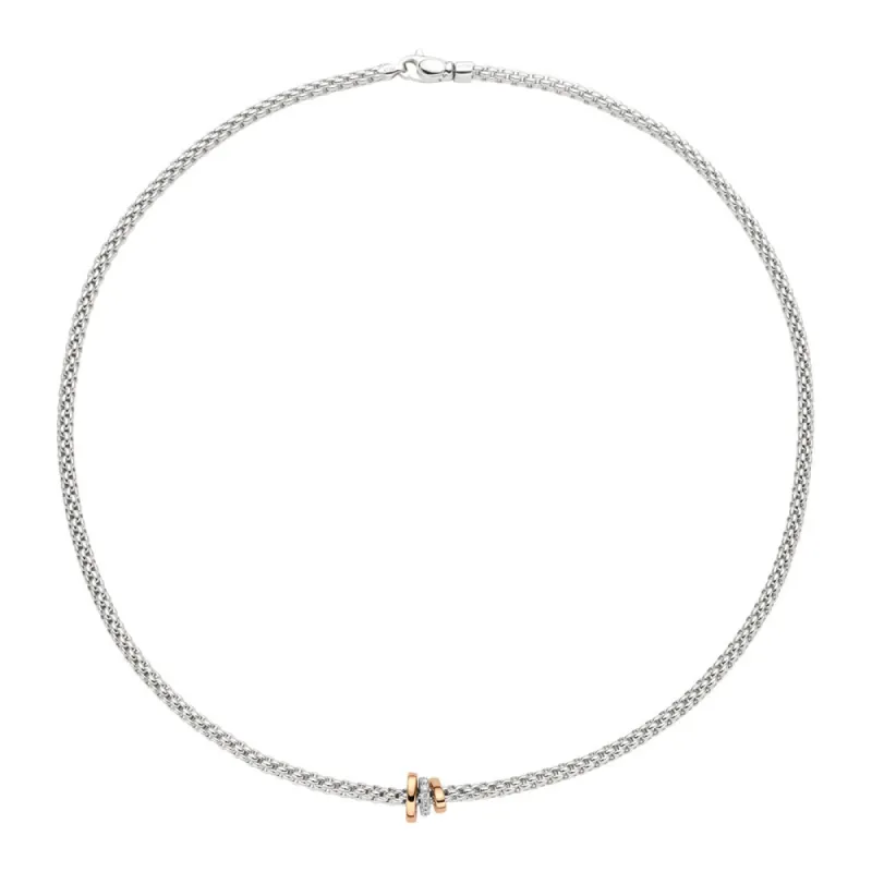 Fope Flex'it Prima 18ct White Rose Gold Diamond 43cm Necklace sold by Jura Watches
