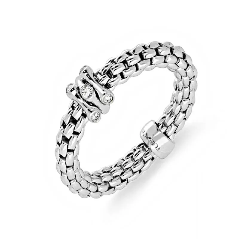 Fope Flex'it Prima 18ct White Gold 0.12ct Diamond Ring sold by Jura Watches