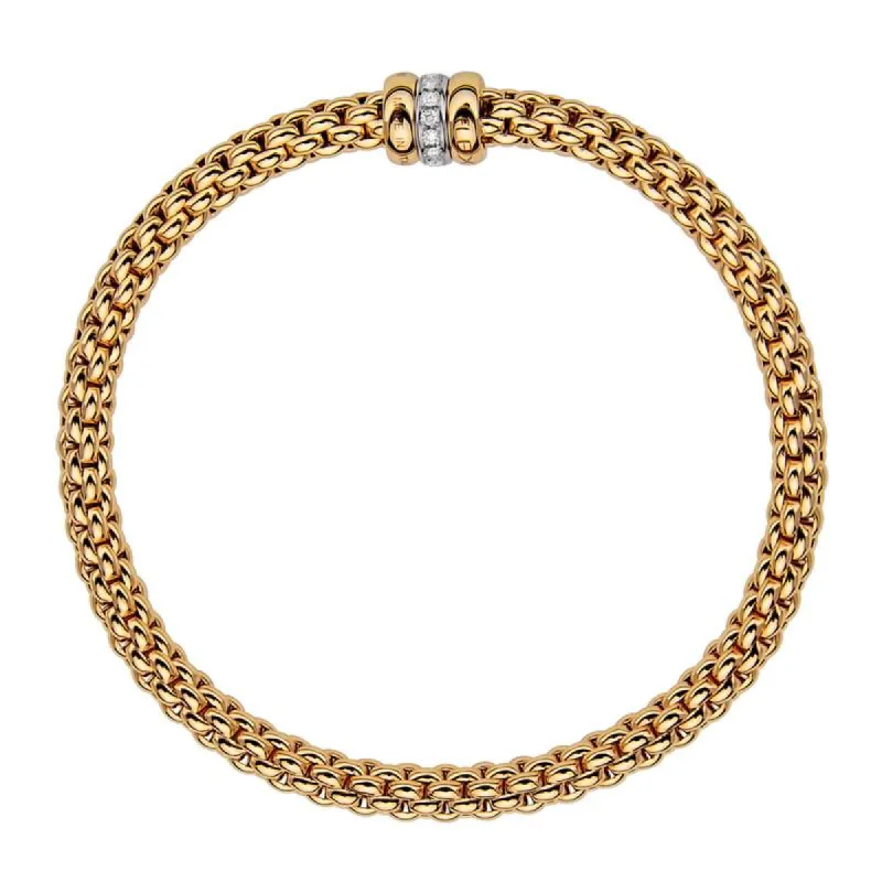 Fope Flex'it Solo 18ct Yellow Gold 0.10ct Diamond Bracelet sold by Jura Watches
