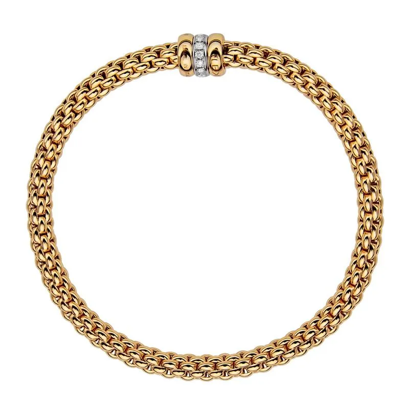 Fope Flex'it Solo 18ct Yellow Gold 0.10ct Diamond Bracelet sold by Jura Watches
