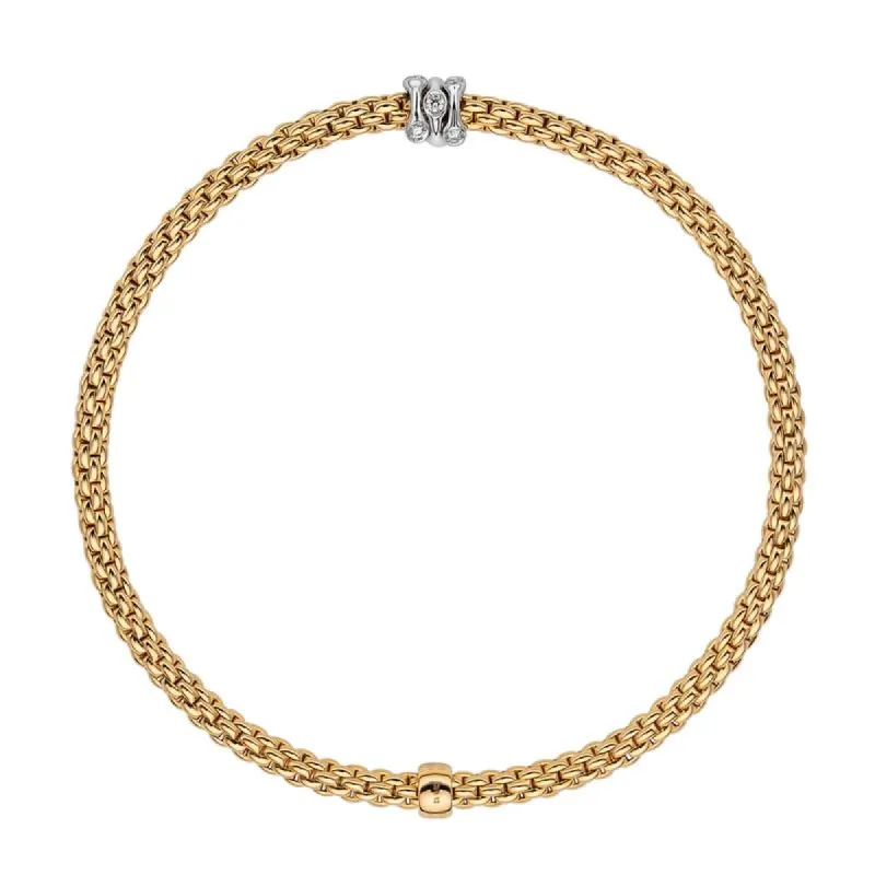 Fope Flex'it Prima 18ct Yellow Gold 0.12ct Diamond Bracelet sold by Jura Watches