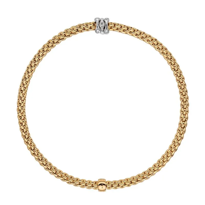 Fope Flex'it Prima 18ct Yellow Gold 0.12ct Diamond Bracelet sold by Jura Watches