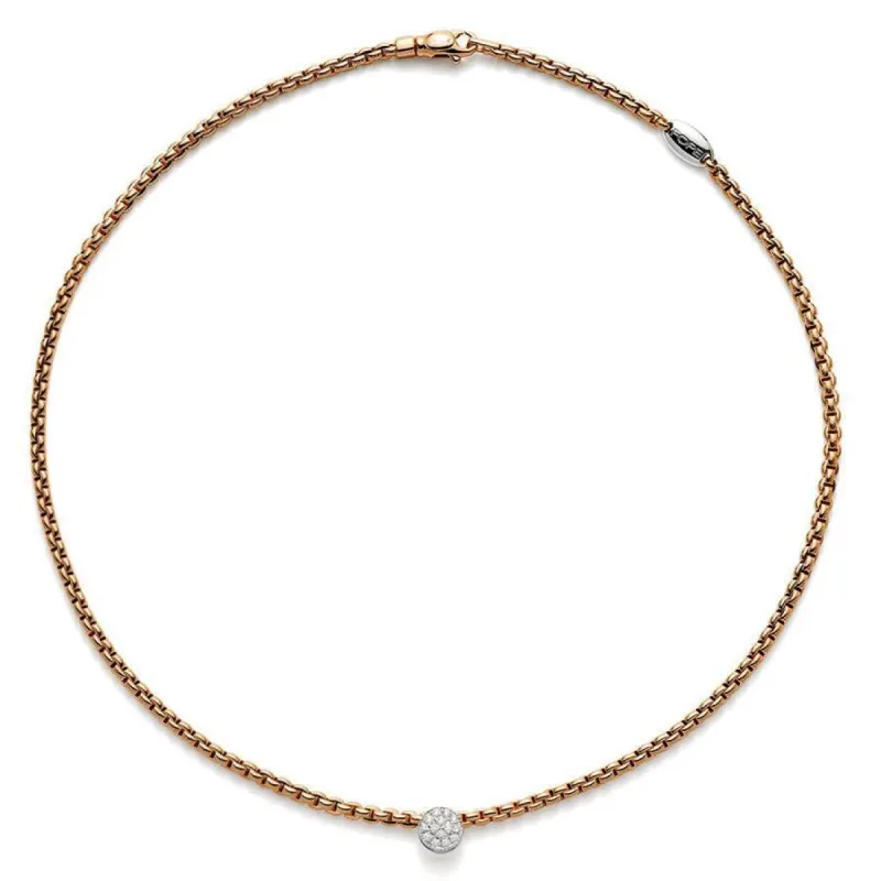 Fope Eka Tiny 18ct Rose Gold 0.22ct Diamond Necklace sold by Jura Watches