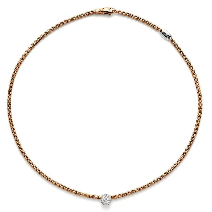 Fope Eka Tiny 18ct Rose Gold 0.22ct Diamond Necklace sold by Jura Watches