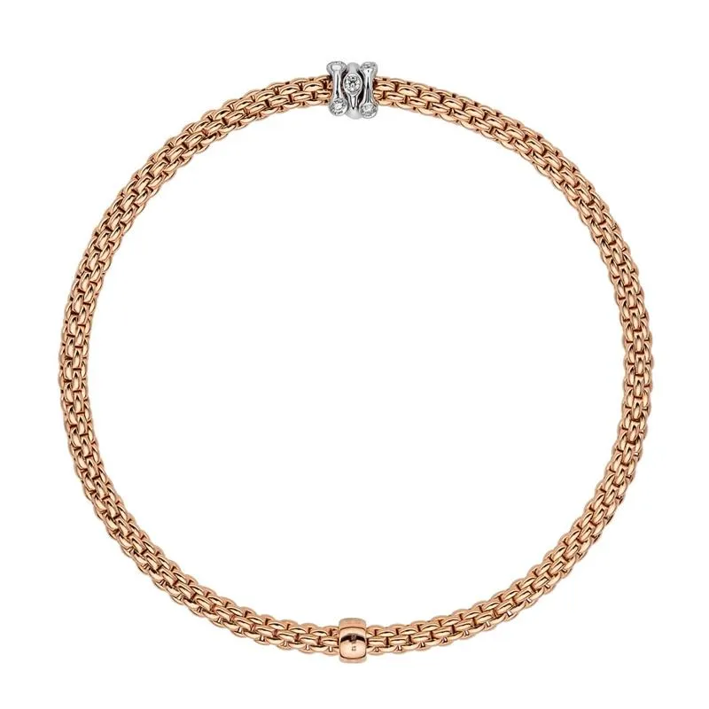 Fope Flex'it Prima 18ct Rose Gold 0.12ct Diamond Bracelet sold by Jura Watches