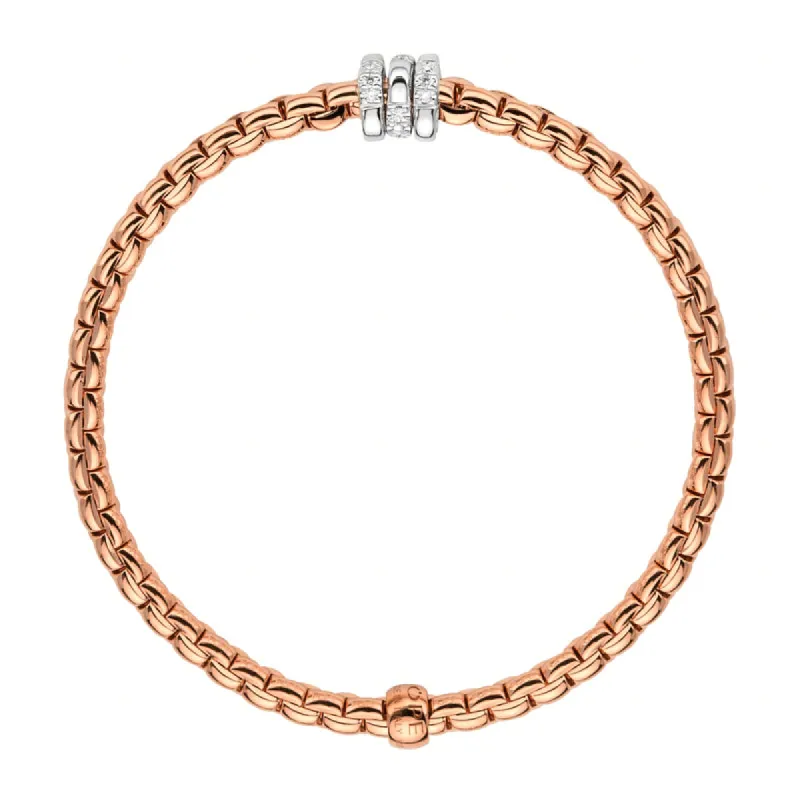 Fope Eka Tiny 18ct Rose Gold 0.16ct Diamond Bracelet sold by Jura Watches