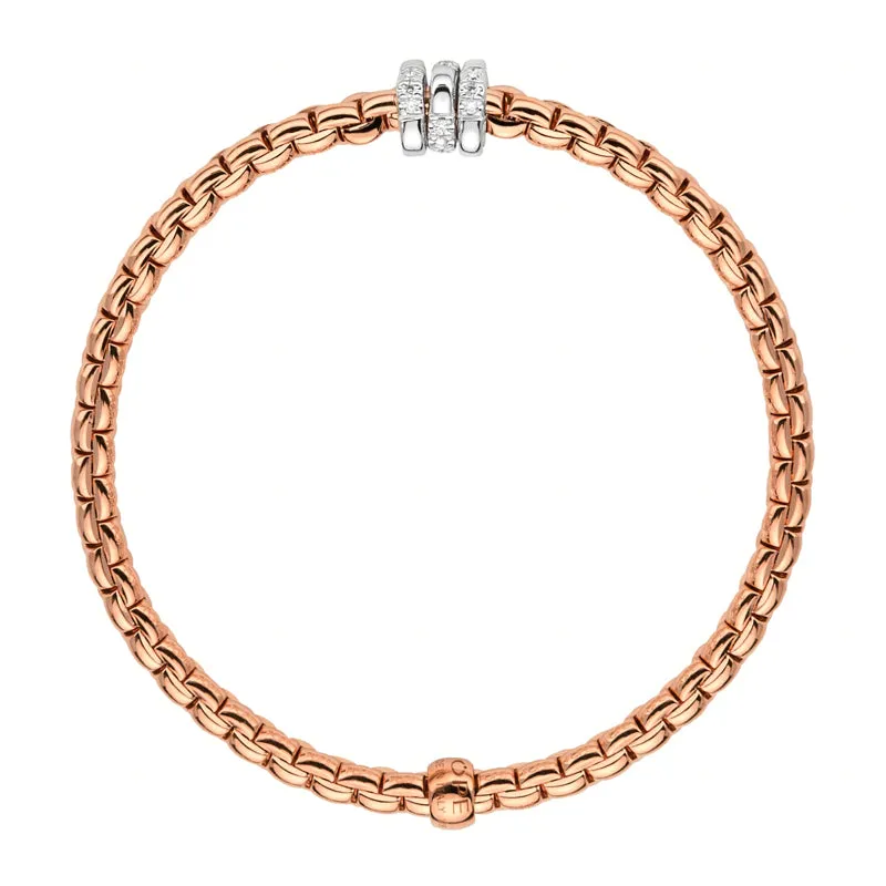 Fope Eka Tiny 18ct Rose Gold 0.16ct Diamond Bracelet sold by Jura Watches