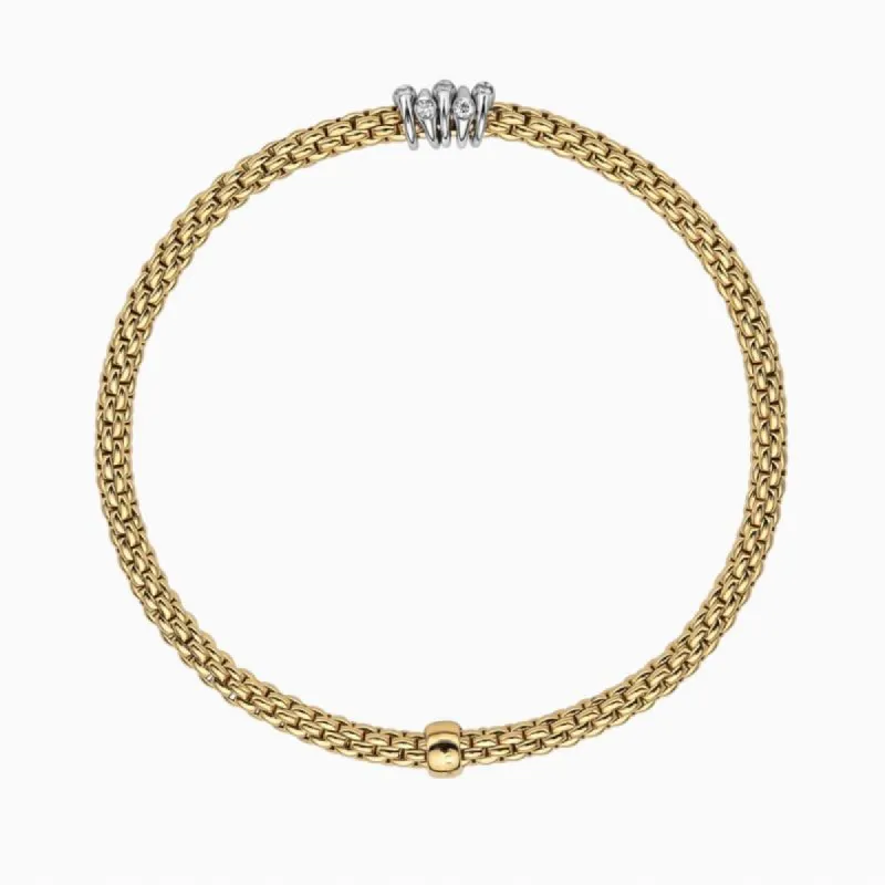 Fope Flex'it Prima 18ct Yellow Gold 0.20ct Diamond Bracelet sold by Jura Watches