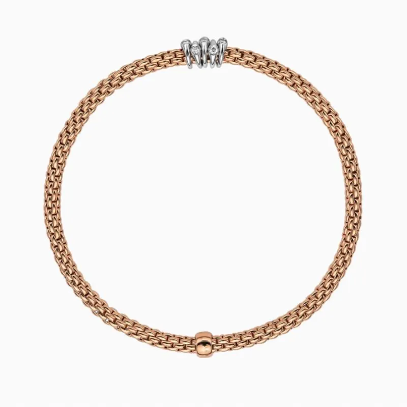 Fope Flex'it Prima 18ct Rose Gold 0.20ct Diamond Bracelet sold by Jura Watches