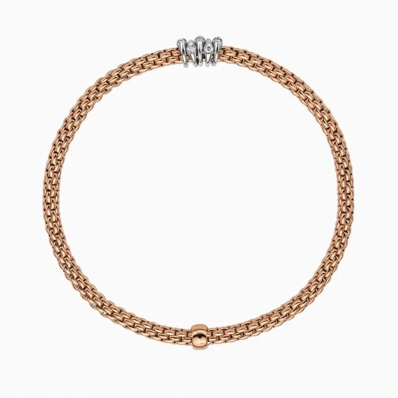 Fope Flex'it Prima 18ct Rose Gold 0.20ct Diamond Bracelet sold by Jura Watches