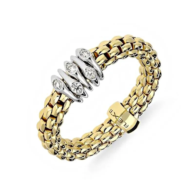 Fope Flex'It Prima 18ct Yellow Gold 0.07ct Diamond Ring sold by Jura Watches