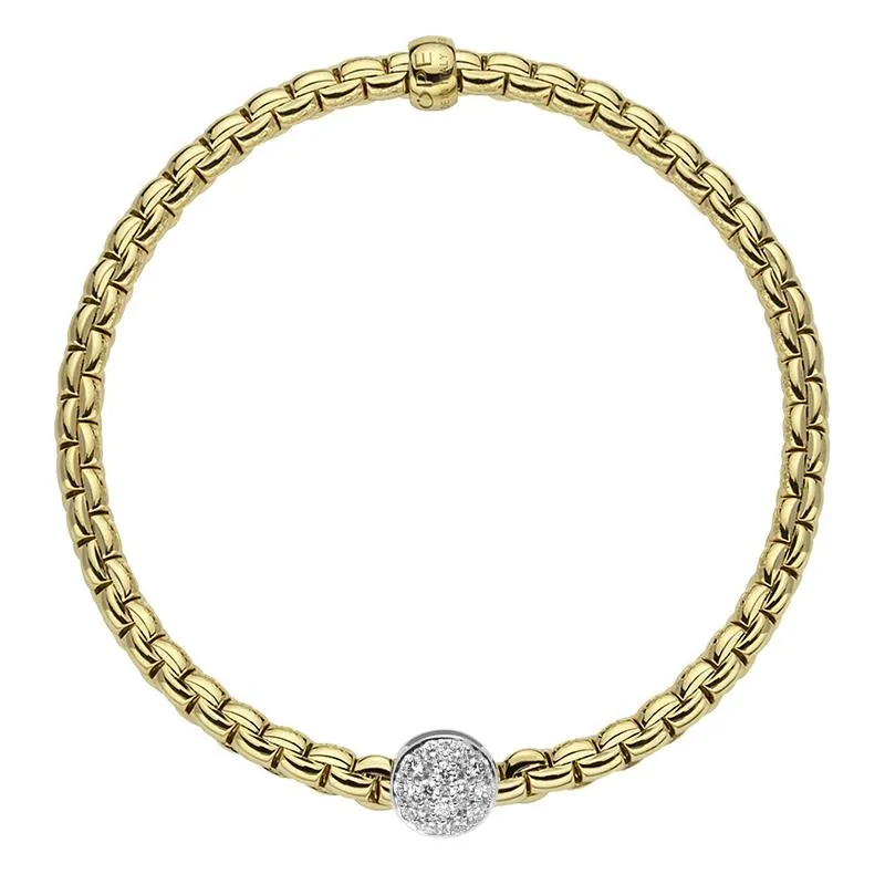 Fope Eka Tiny 18ct Yellow Gold 0.22ct Diamond Bracelet sold by Jura Watches